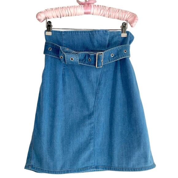J Brand Tranquil Pleat Belted Short Denim Mini Skirt Medium - Picture 1 of 9